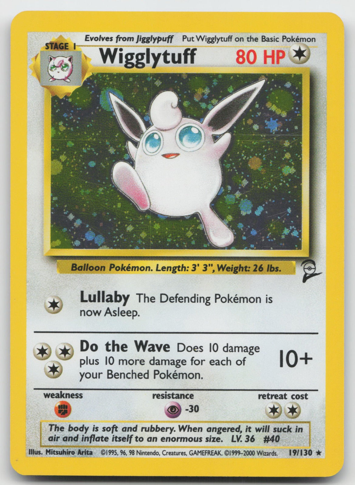 Wigglytuff Holo Rare Base Set 2 19/130 LP