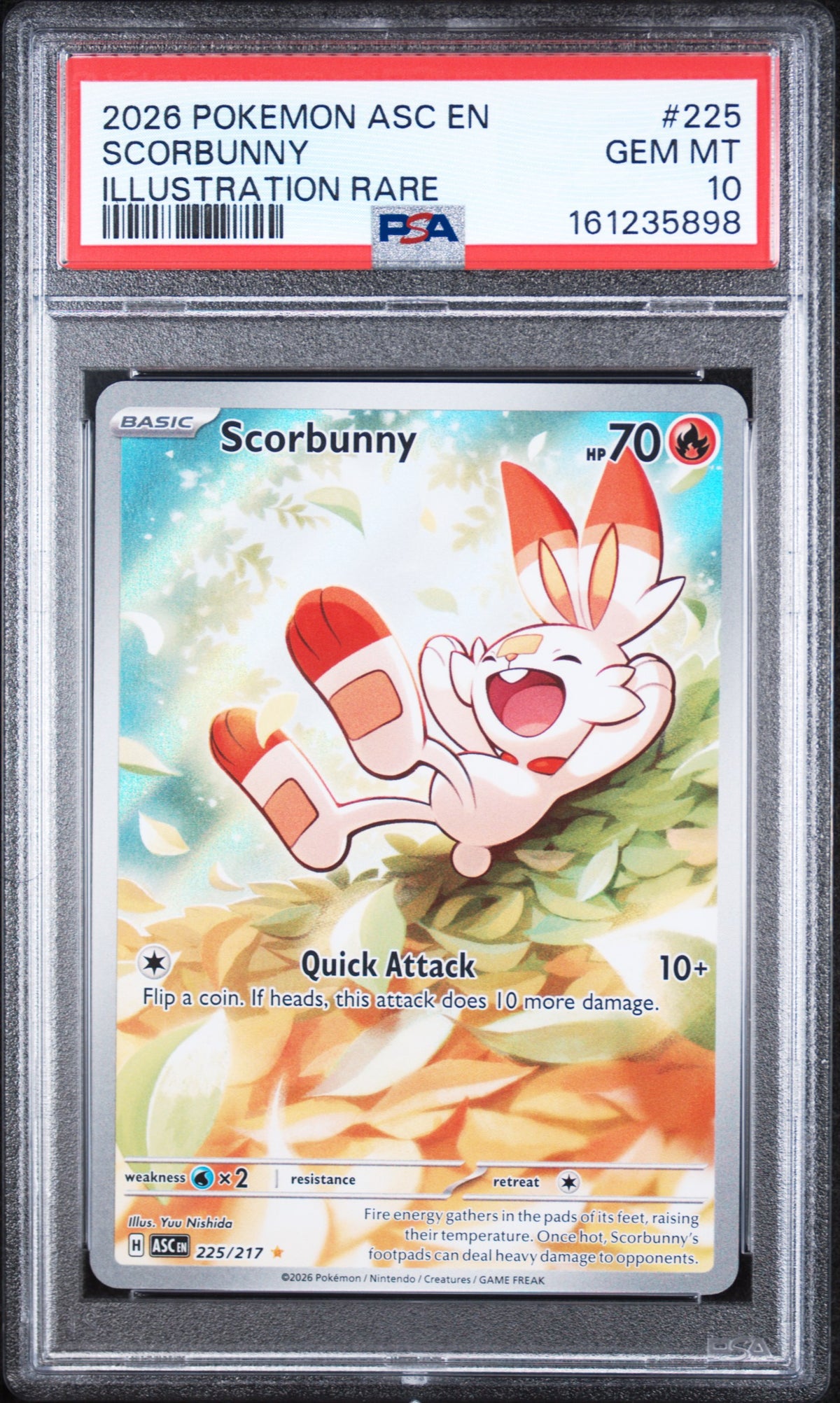 Scorbunny Illustration Rare Pokemon Asc En-Ascended Heroes 225/217 PSA 10
