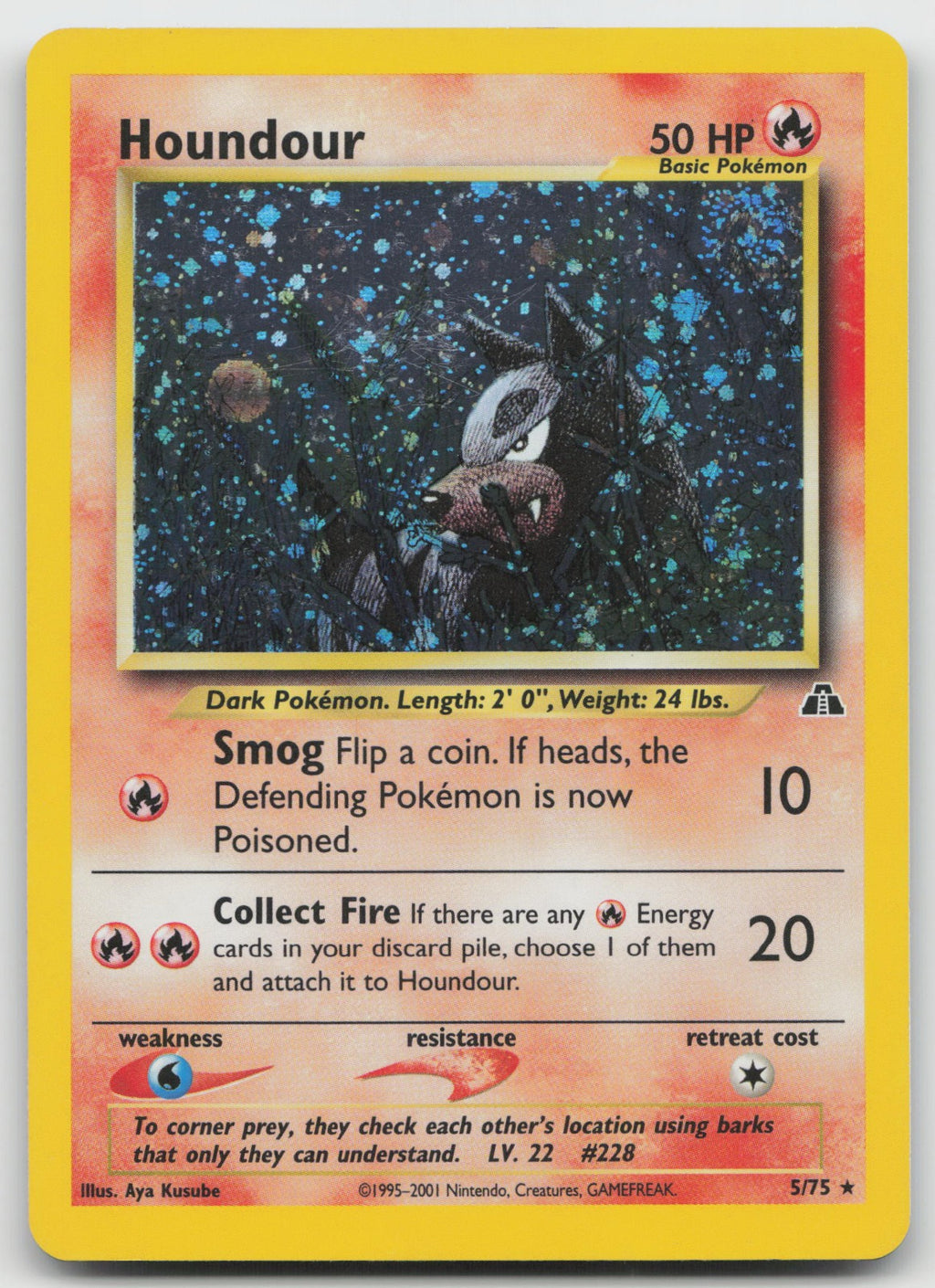 Houndour Unlimited Holo Rare Neo Discovery 5/75 VLP/SWIRL