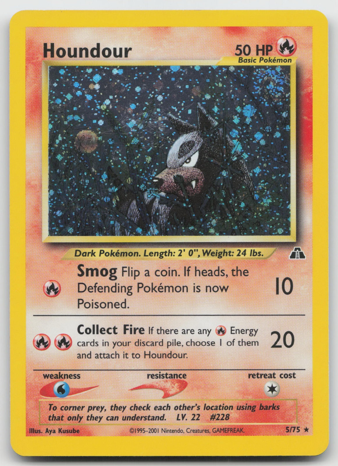 Houndour Unlimited Holo Rare Neo Discovery 5/75 VLP/SWIRL