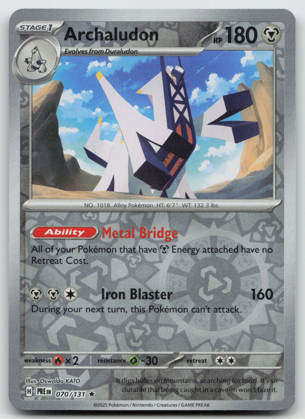 Archaludon Rare Reverse Holo SV: Prismatic Evolutions 070/131 NM