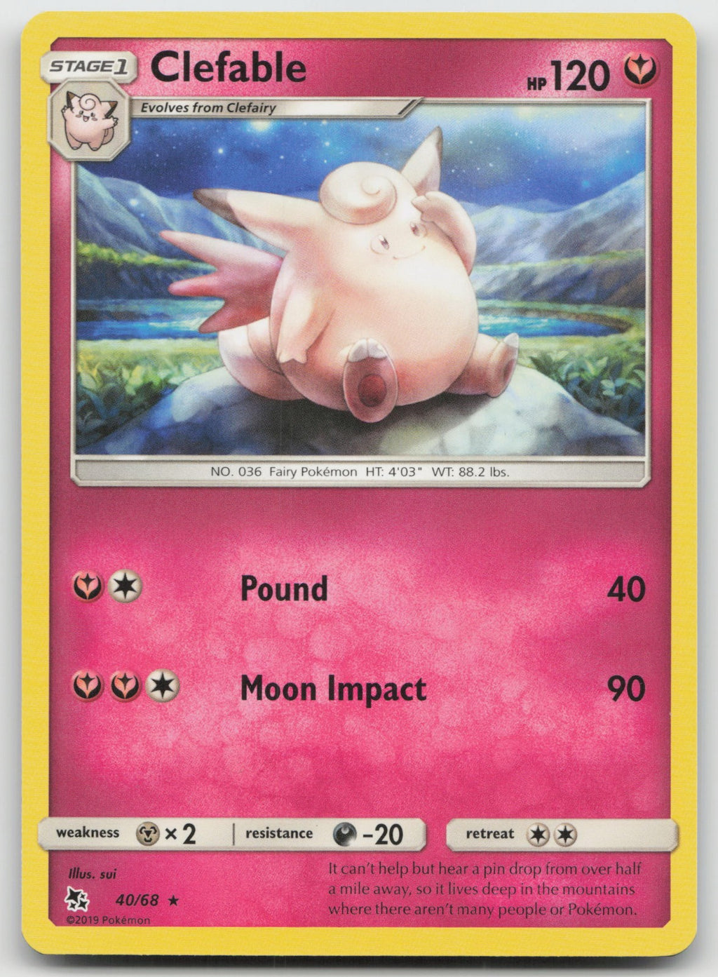 Clefable Rare Hidden Fates 40/68 NM