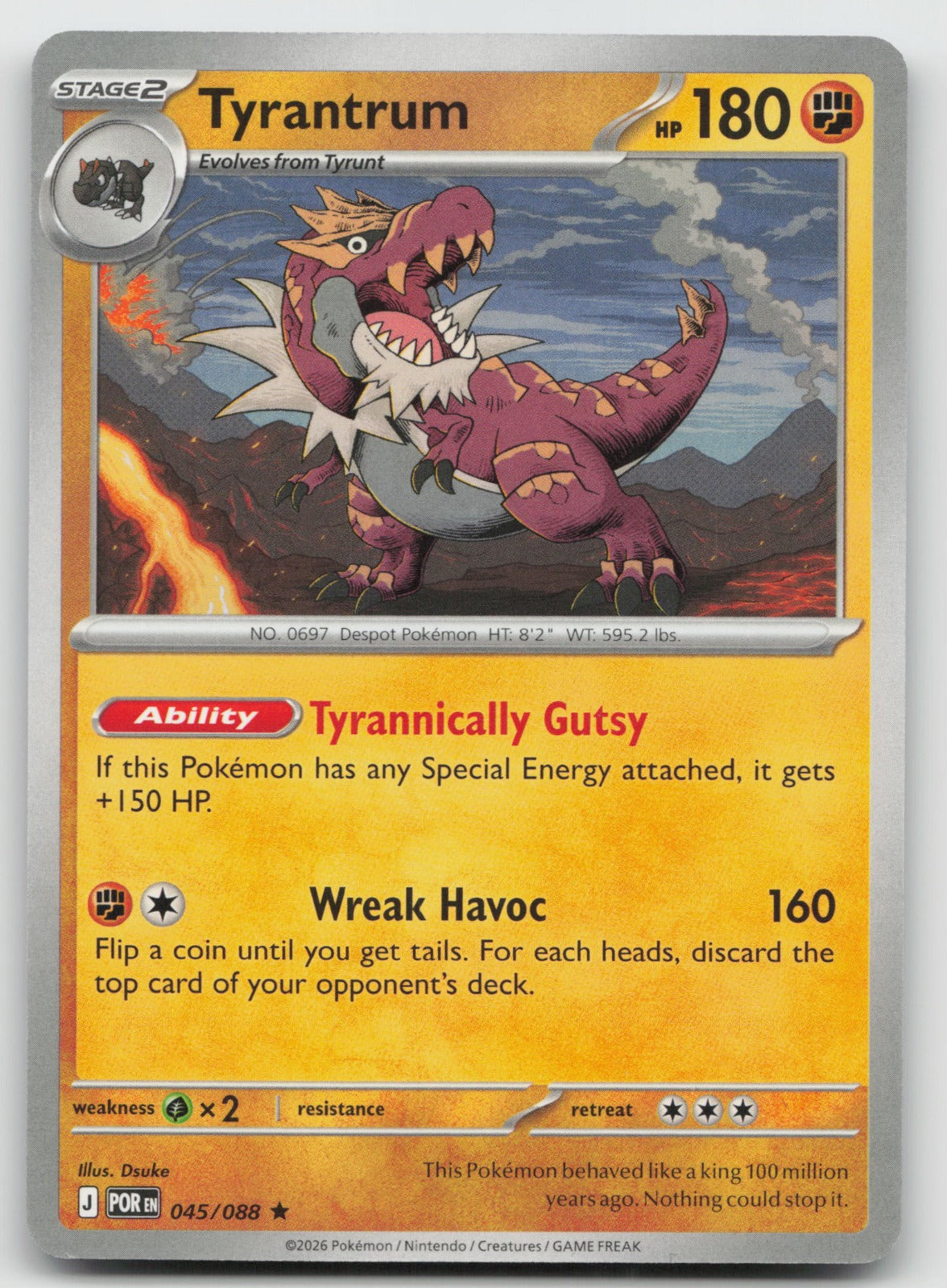 Tyrantrum Rare Deck Exclusives NON Holo ME03: Perfect Order 045/088 NM