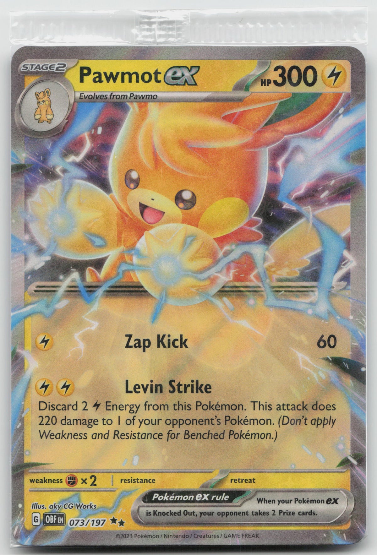 Pawmot ex Double Rare Holo SEALED SV03: Obsidian Flames 073/197 NM