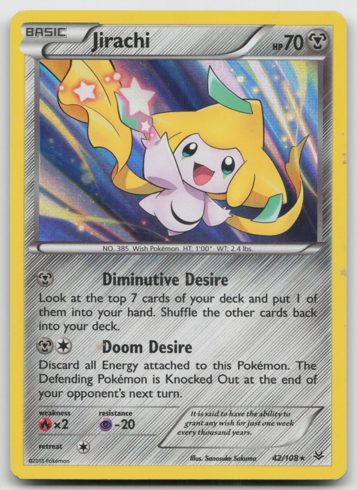 Jirachi Holo Rare XY - Roaring Skies 42/108 LP