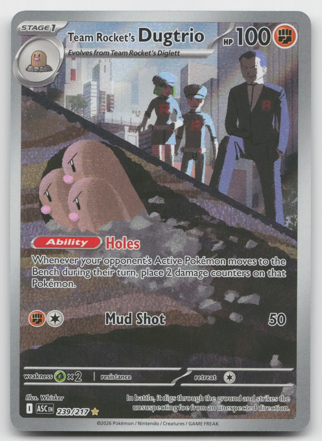 Team Rocket's Dugtrio Holo Illustration Rare ME: Ascended Heroes 239/217 NM