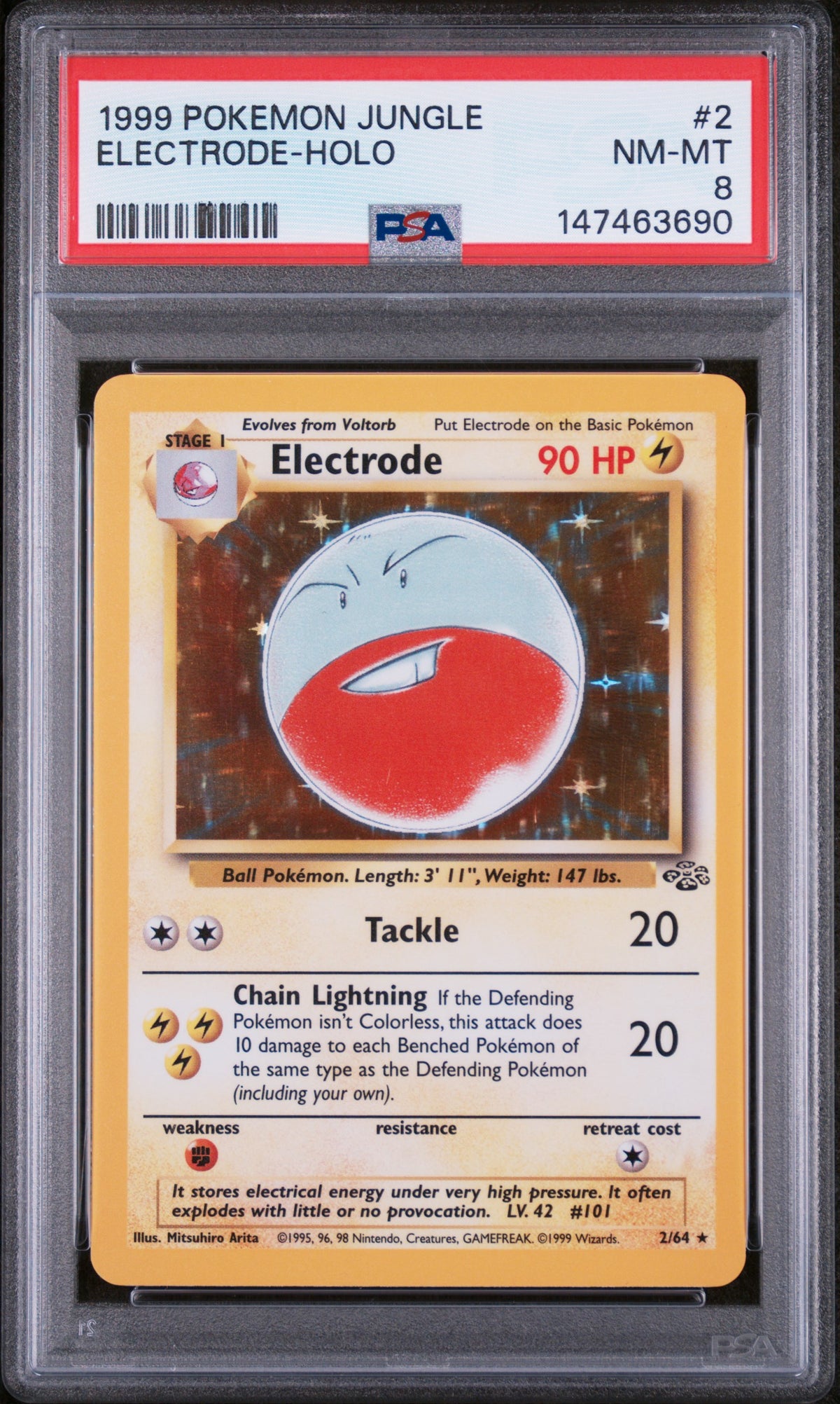 Electrode Holo Pokemon Jungle 2/64 PSA 8