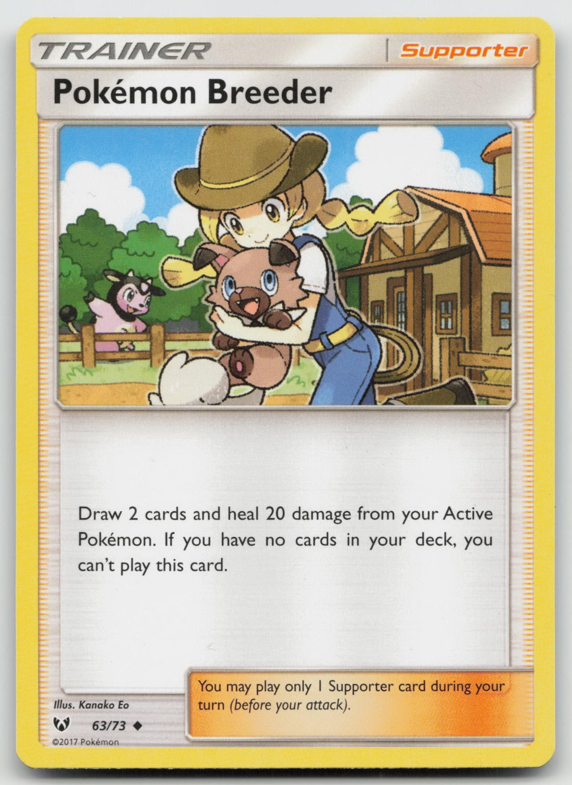Pokemon Breeder Uncommon Shining Legends 63/73 NM