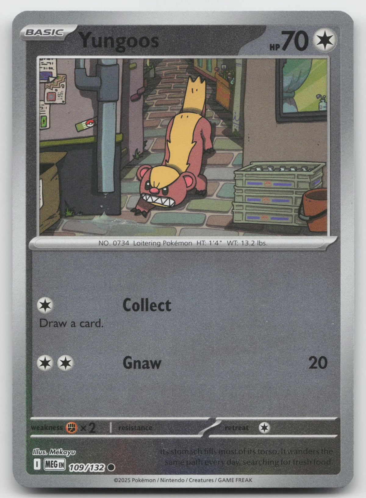 Yungoos Common Reverse Holo ME01: Mega Evolution 109/132 NM