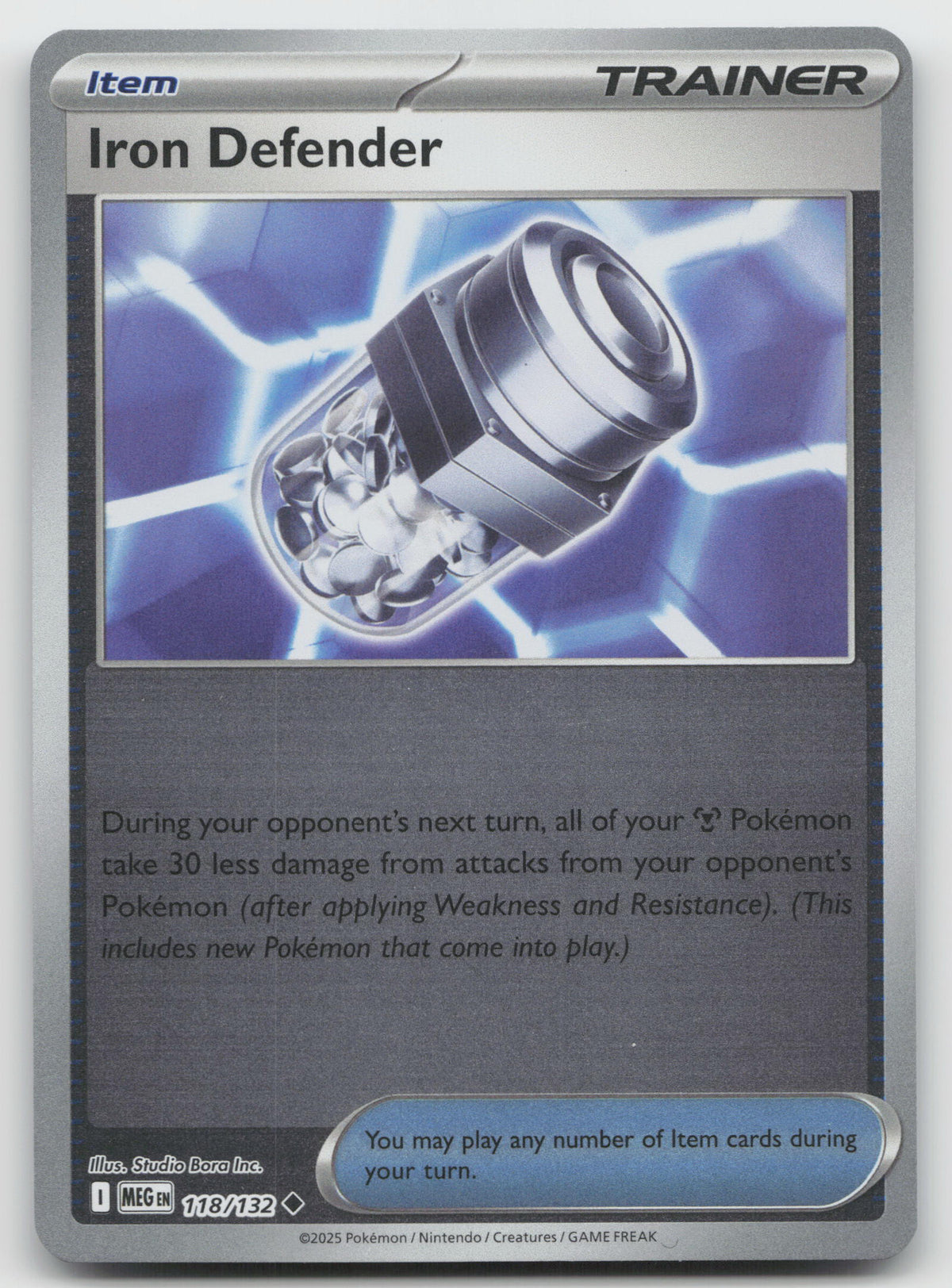 Iron Defender Uncommon Reverse Holo ME01: Mega Evolution 118/132 NM