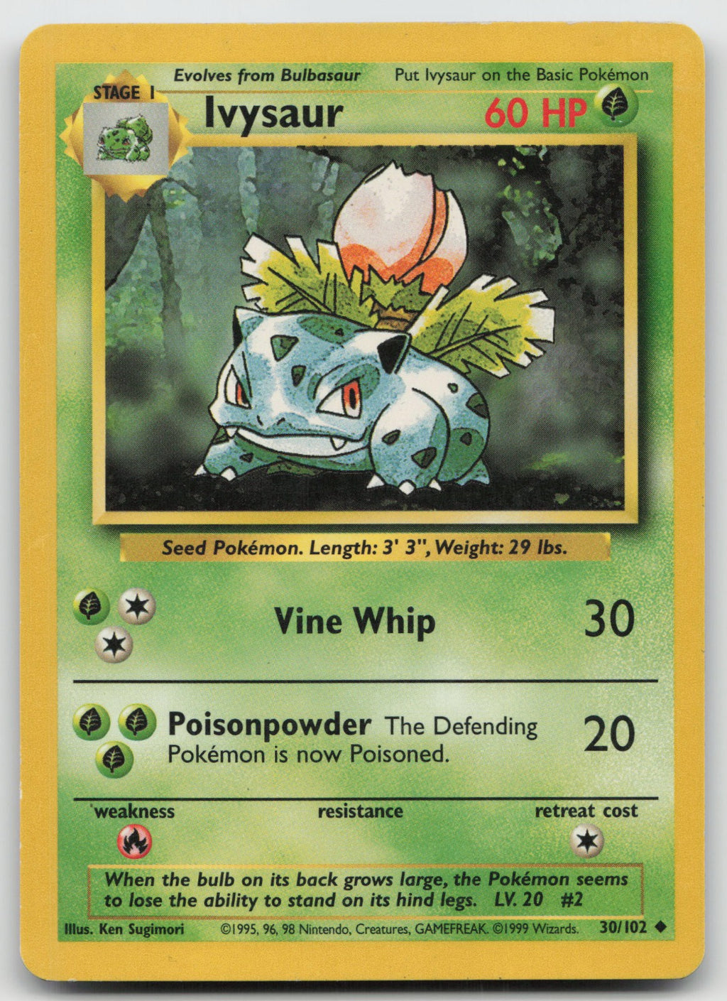Ivysaur Uncommon Base Set 30/102 MP