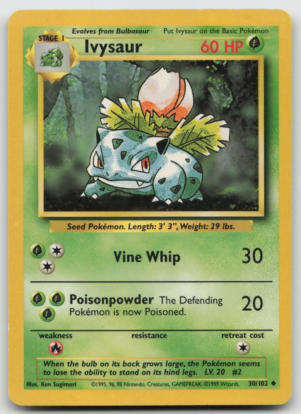 Ivysaur Uncommon Base Set 30/102 MP