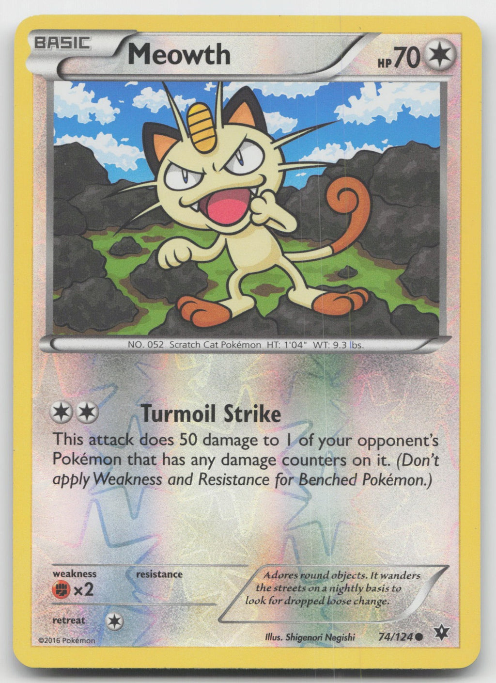 Meowth Common Reverse Holo XY - Fates Collide 74/124 LP