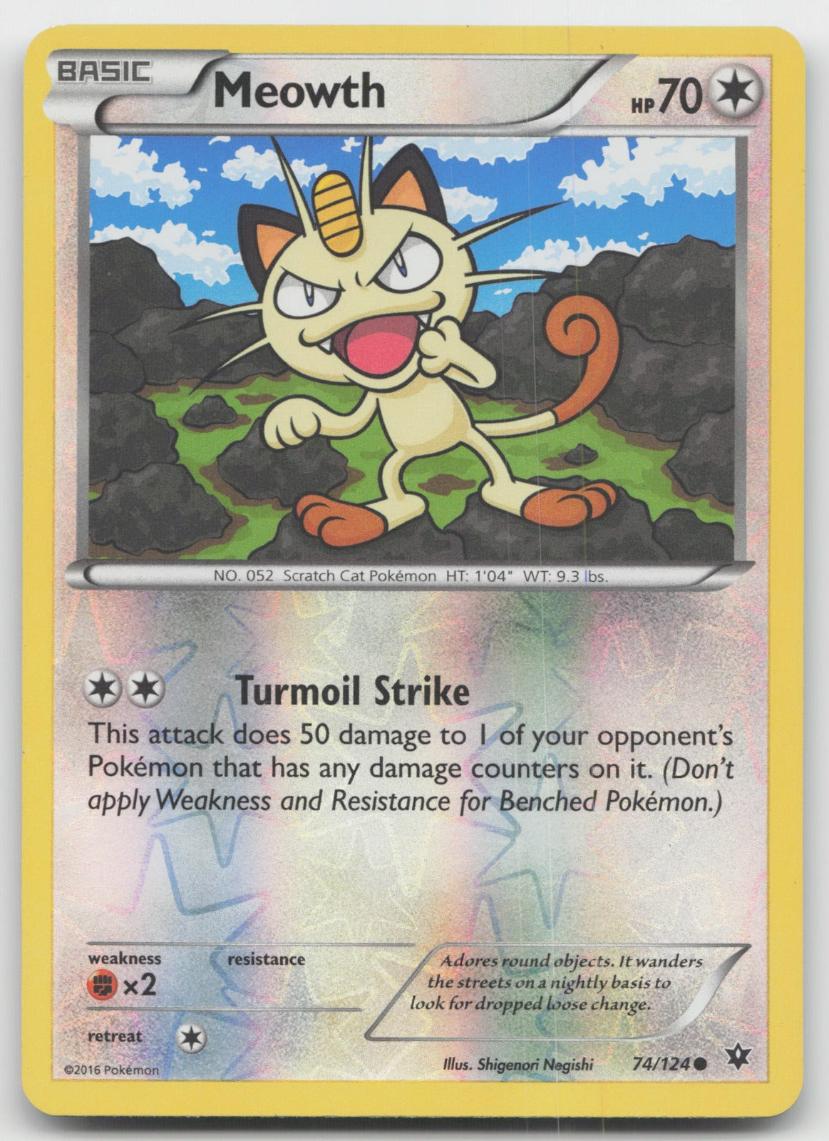 Meowth Common Reverse Holo XY - Fates Collide 74/124 LP