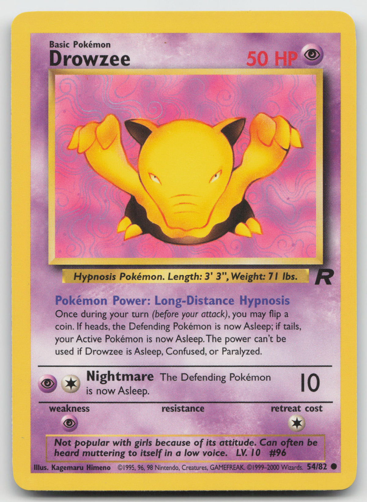 Drowzee Common Unlimited Team Rocket 54/82 LP