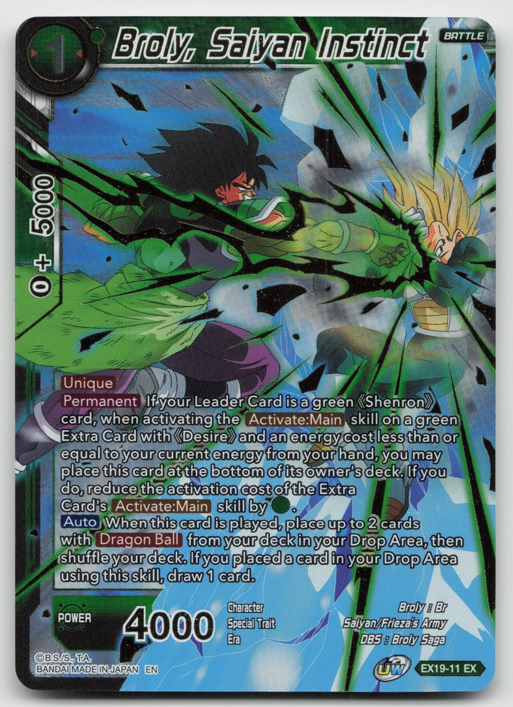 Broly, Saiyan Instinct Expansion Foil Special Anniversary Set 2021 EX19-11 NM