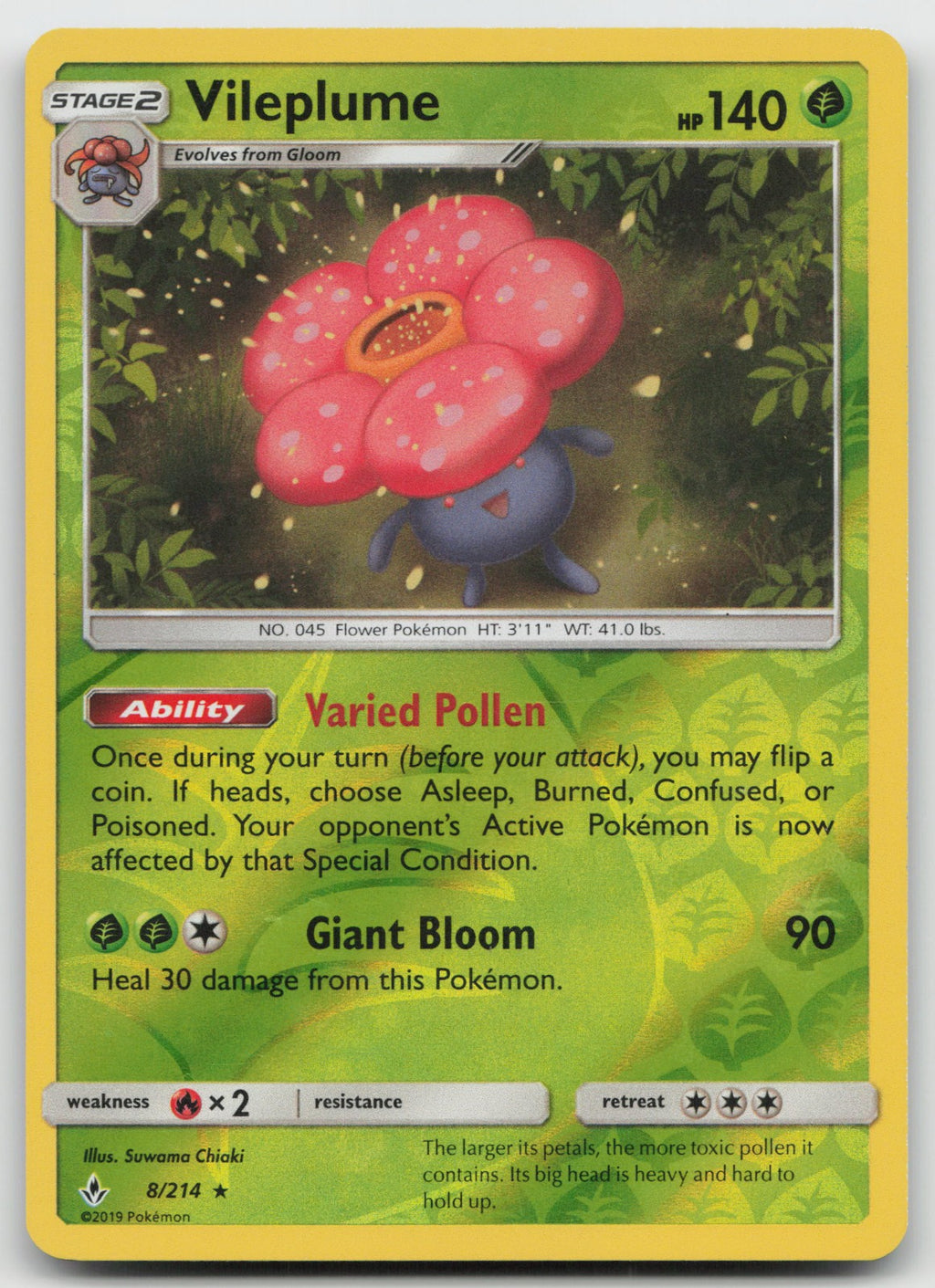 Vileplume Reverse Holo Rare SM - Unbroken Bonds 8/214 VLP