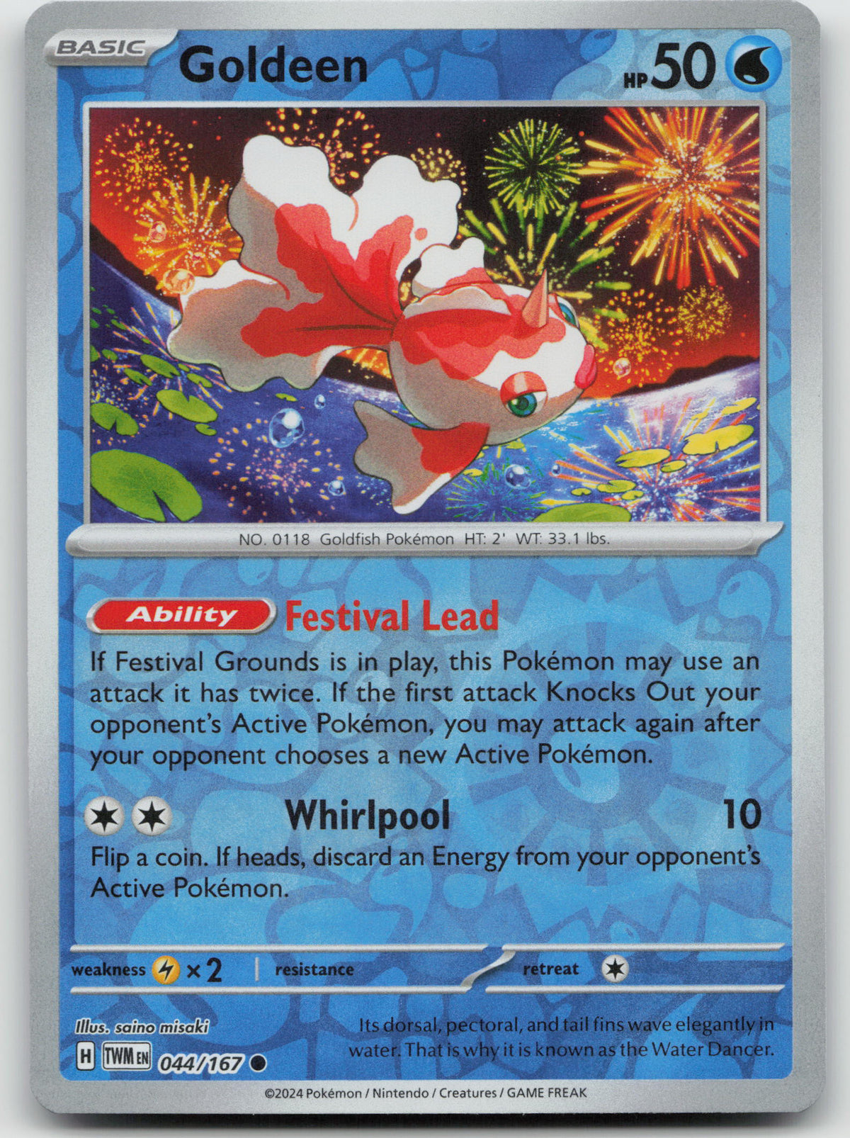 Goldeen Common Reverse Holo SV06: Twilight Masquerade 044/167 NM
