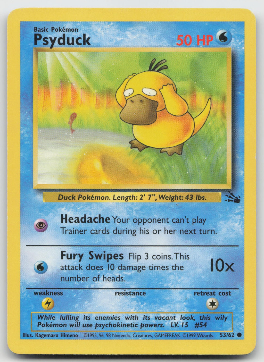 Psyduck Common Unlimited Fossil 53/62 LP