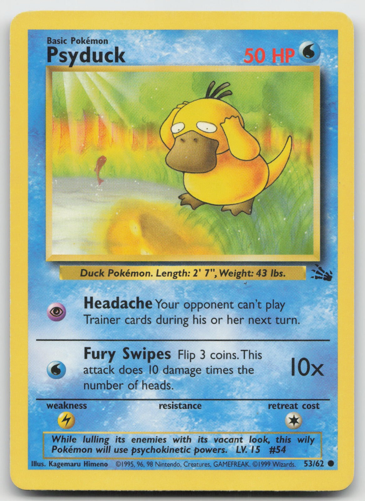 Psyduck Common Unlimited Fossil 53/62 LP