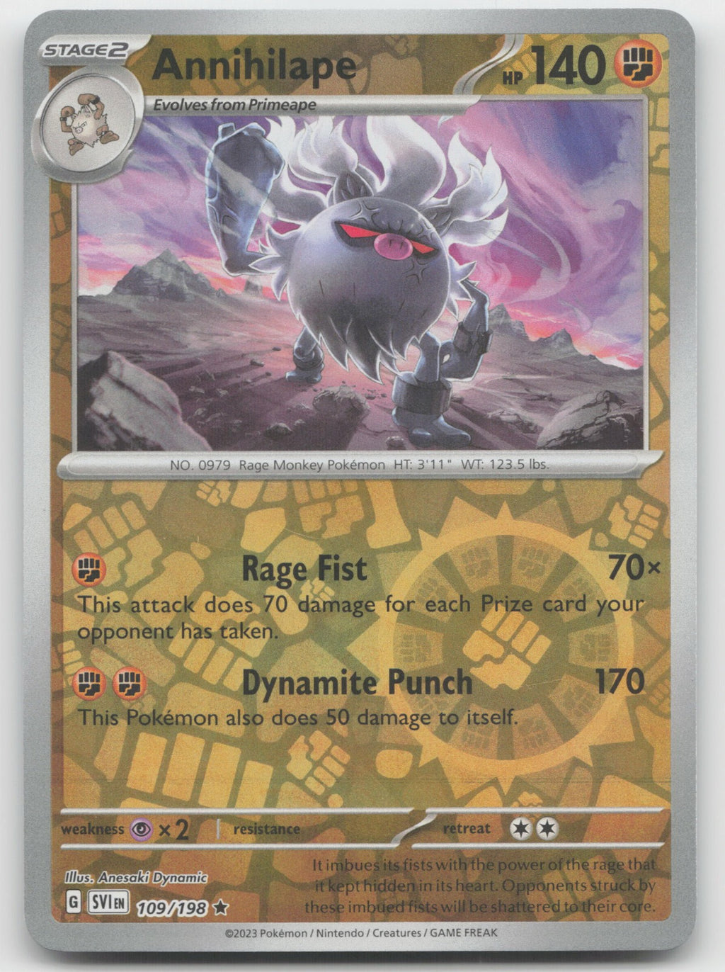 Annihilape Reverse Holo Rare SV01: Scarlet & Violet Base Set 109/198 NM