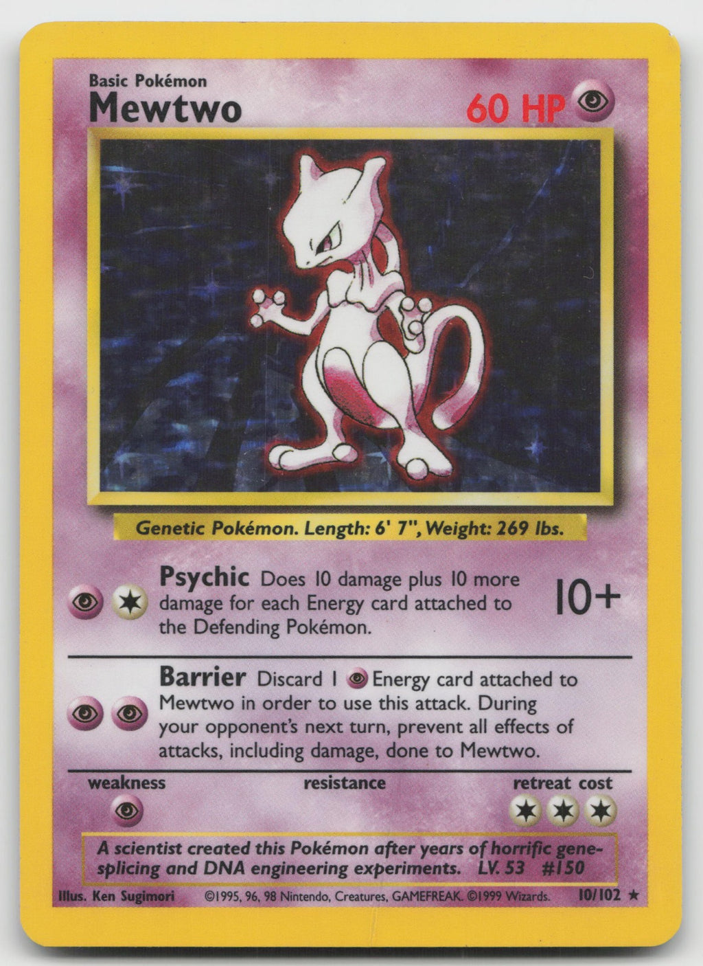 Mewtwo Holo Rare Base Set 10/102 HP