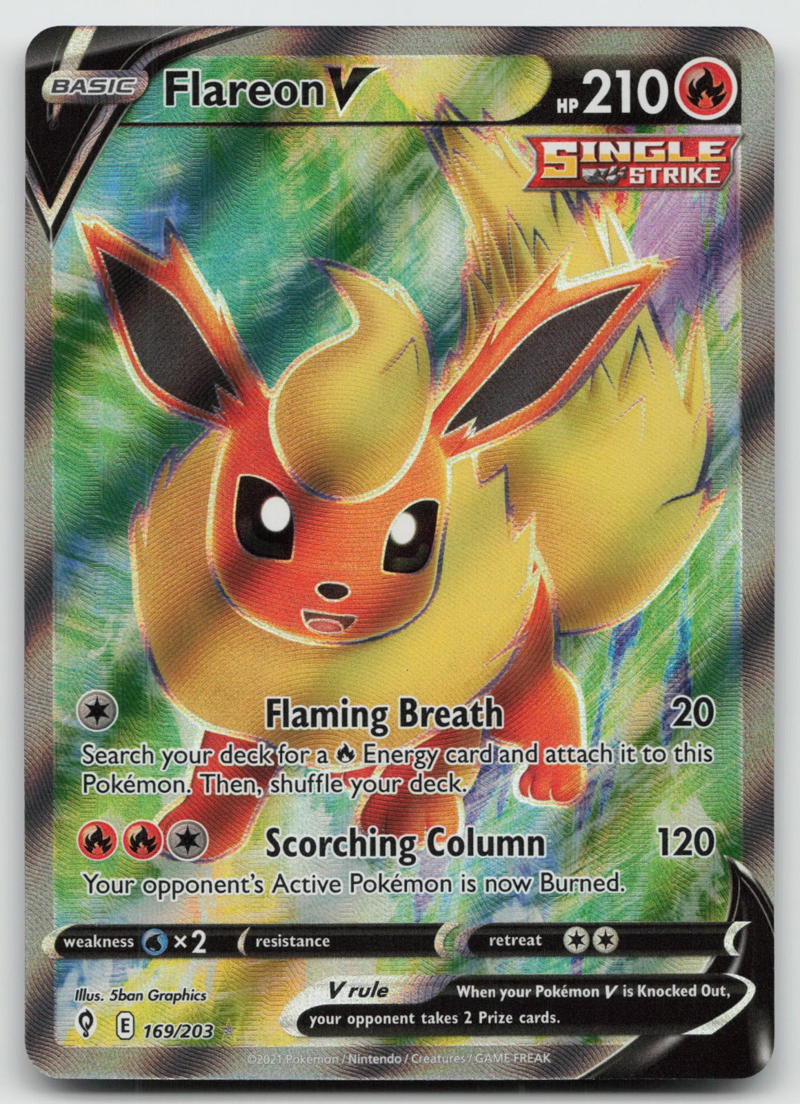 Flareon V Full Art Ultra Rare SWSH07: Evolving Skies 169/203 NM