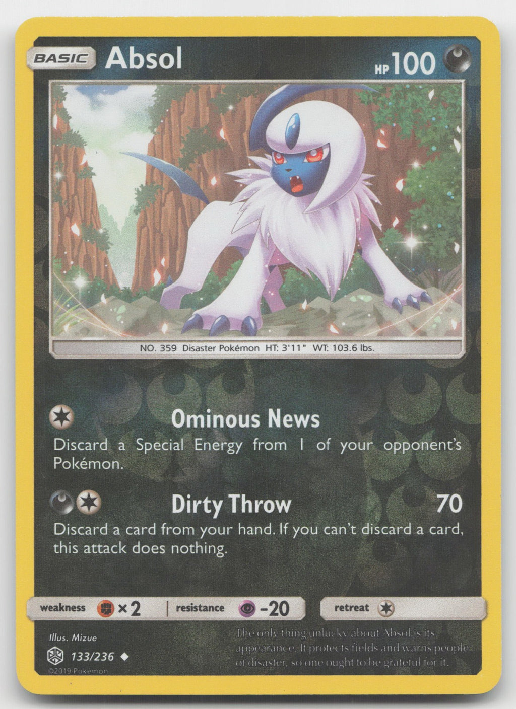 Absol Reverse Holo Uncommon SM - Cosmic Eclipse 133/236 LP