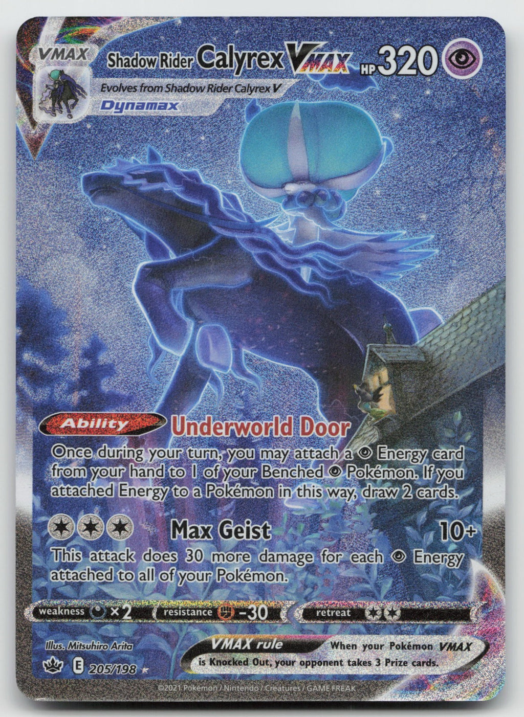 Shadow Rider Calyrex VMAX (Alternate Art) Holo Secret Chilling Reign 205/198 NM