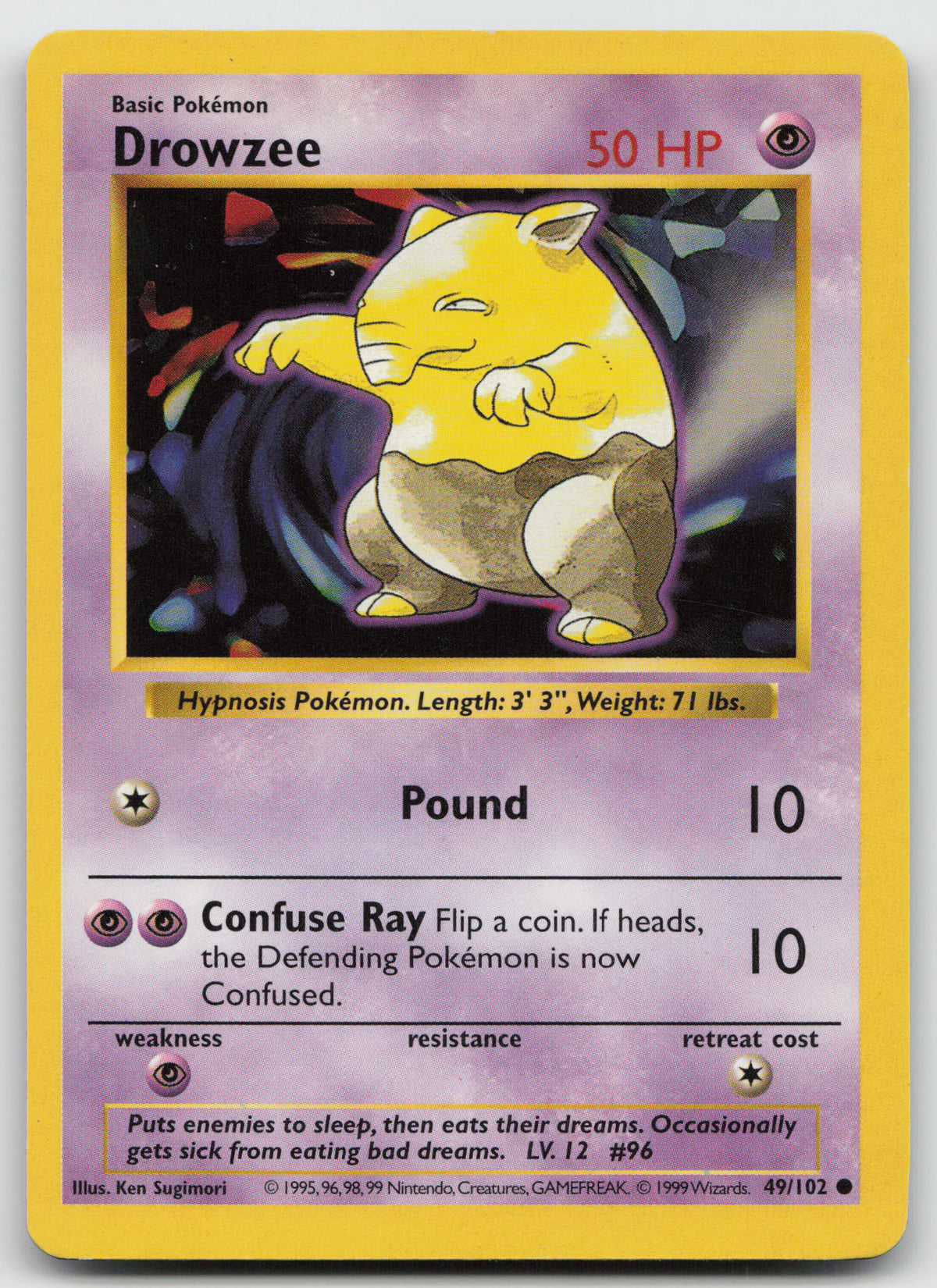 Drowzee Common Normal Base Set (Shadowless) 49/102 MP