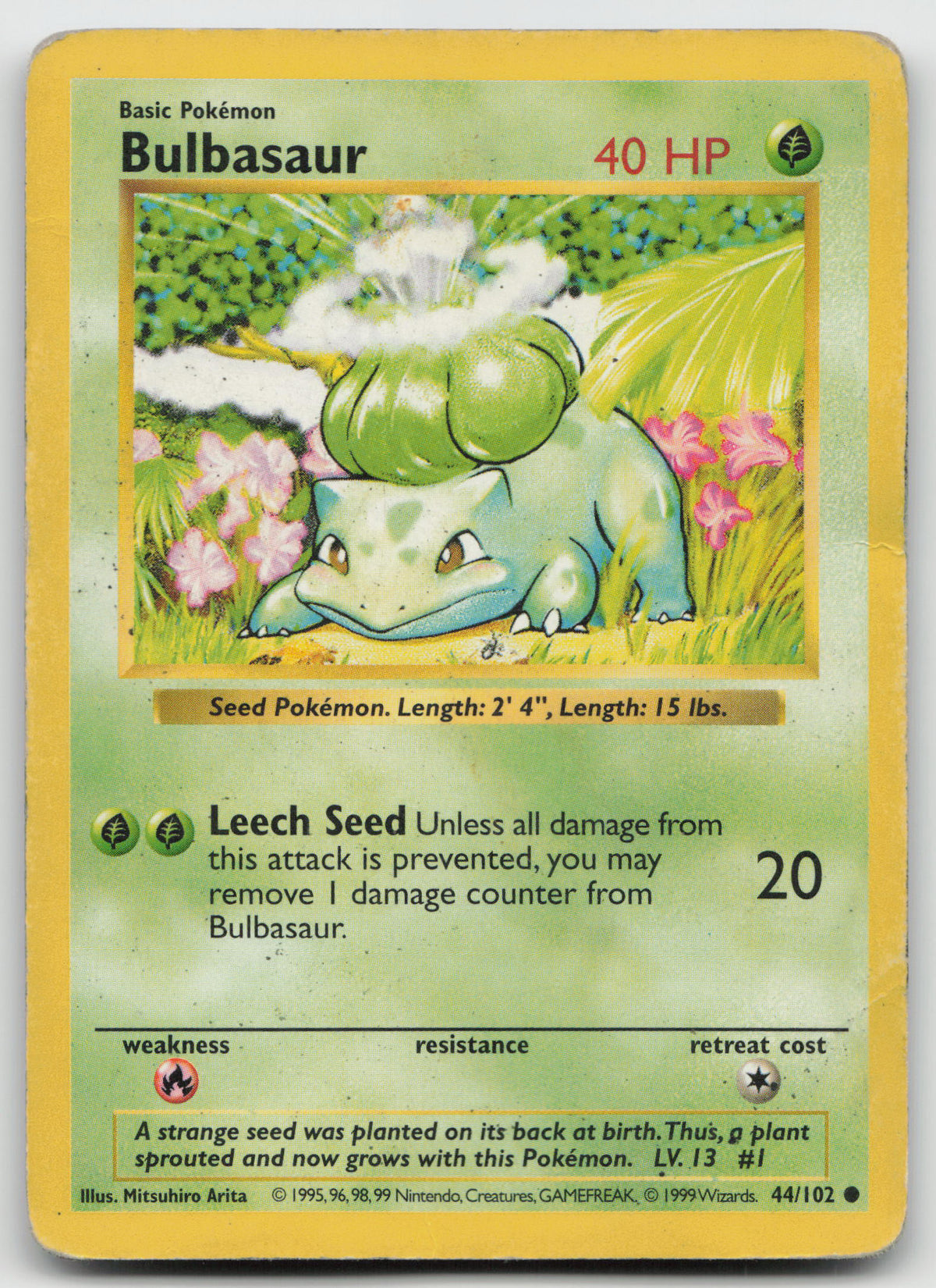 Bulbasaur Common Normal Base Set (Shadowless) 44/102 DMG