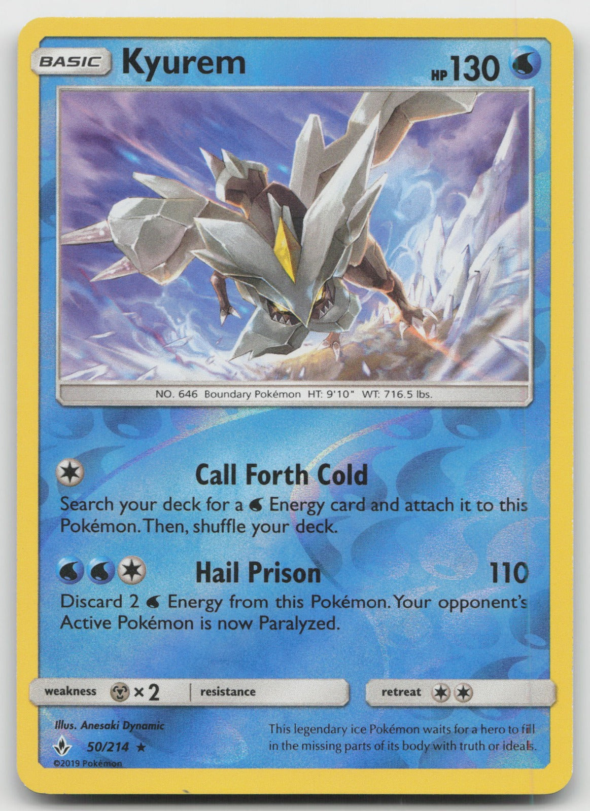Kyurem Reverse Holo Rare SM - Unbroken Bonds 50/214 NM