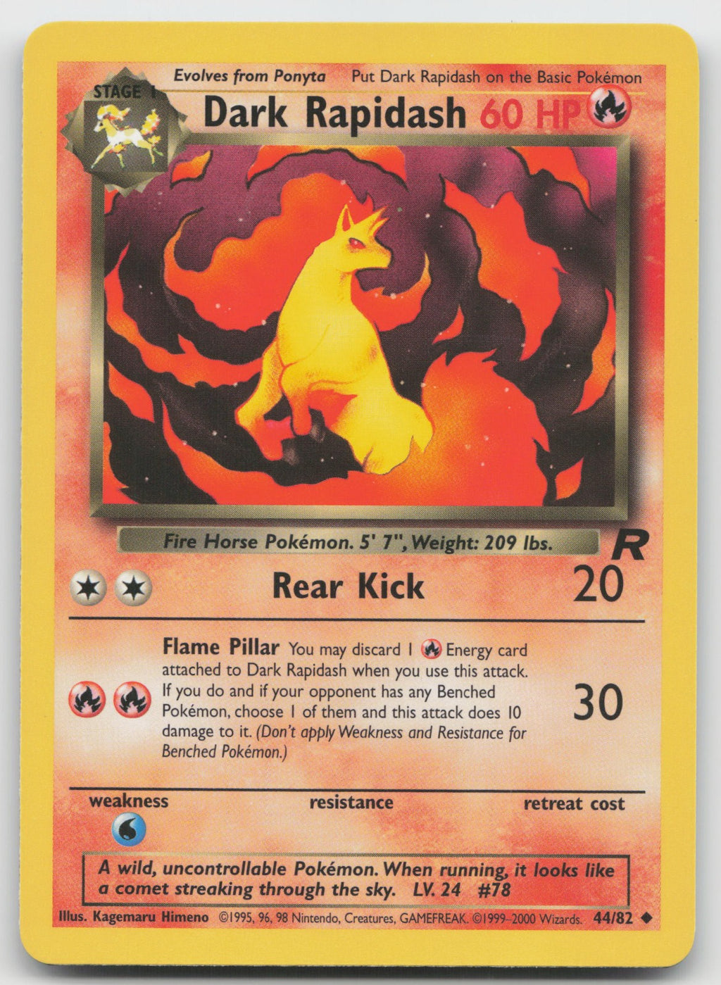 Dark Rapidash Uncommon Unlimited Team Rocket 44/82 NM