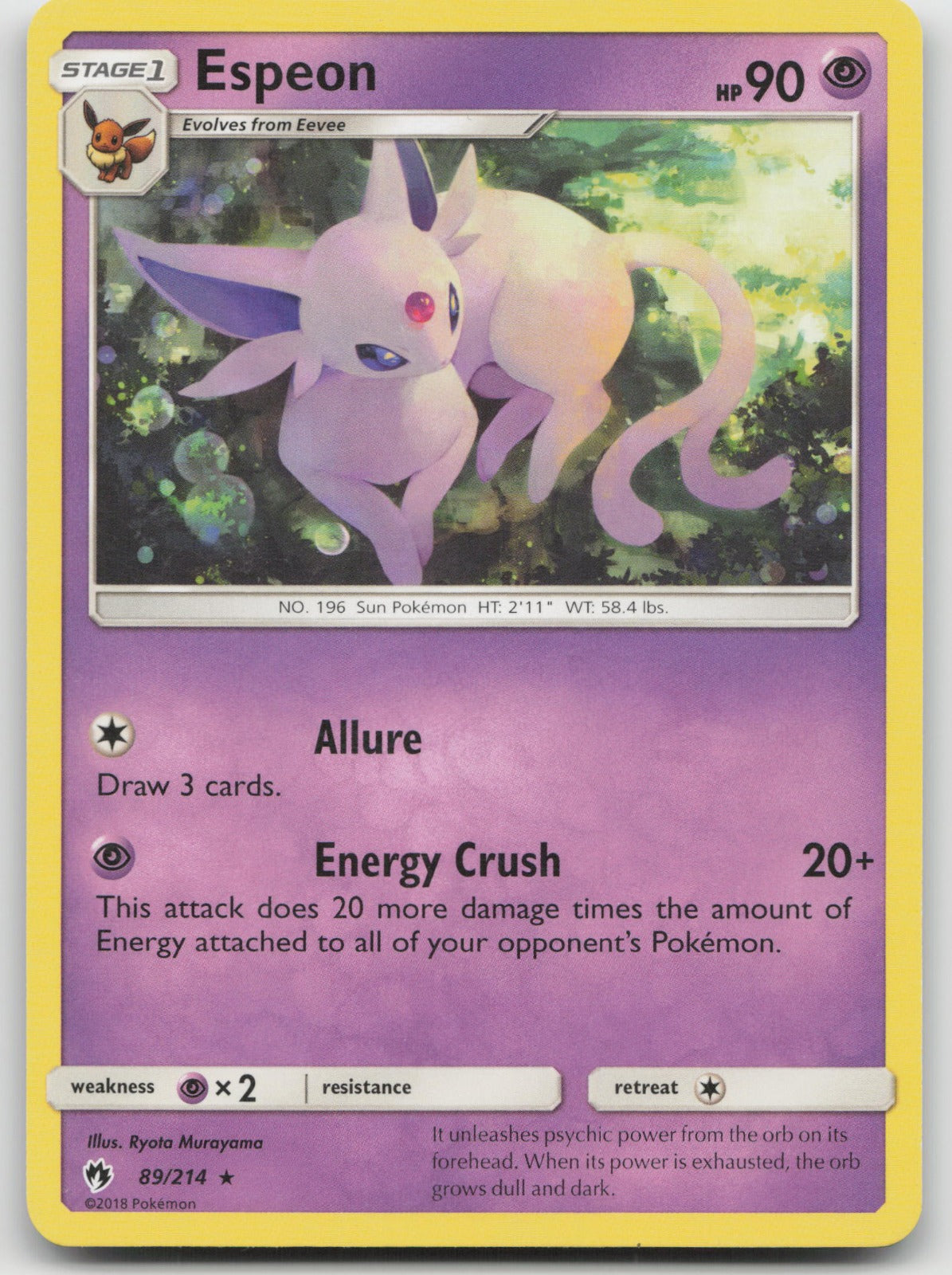 Espeon Rare SM - Lost Thunder 89/214 LP
