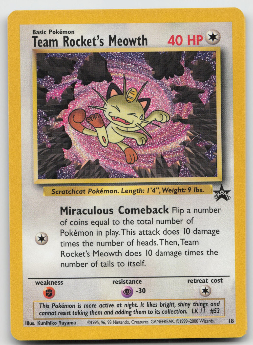 Team Rocket's Meowth Promo WoTC Promo 18/53 NM/VLP