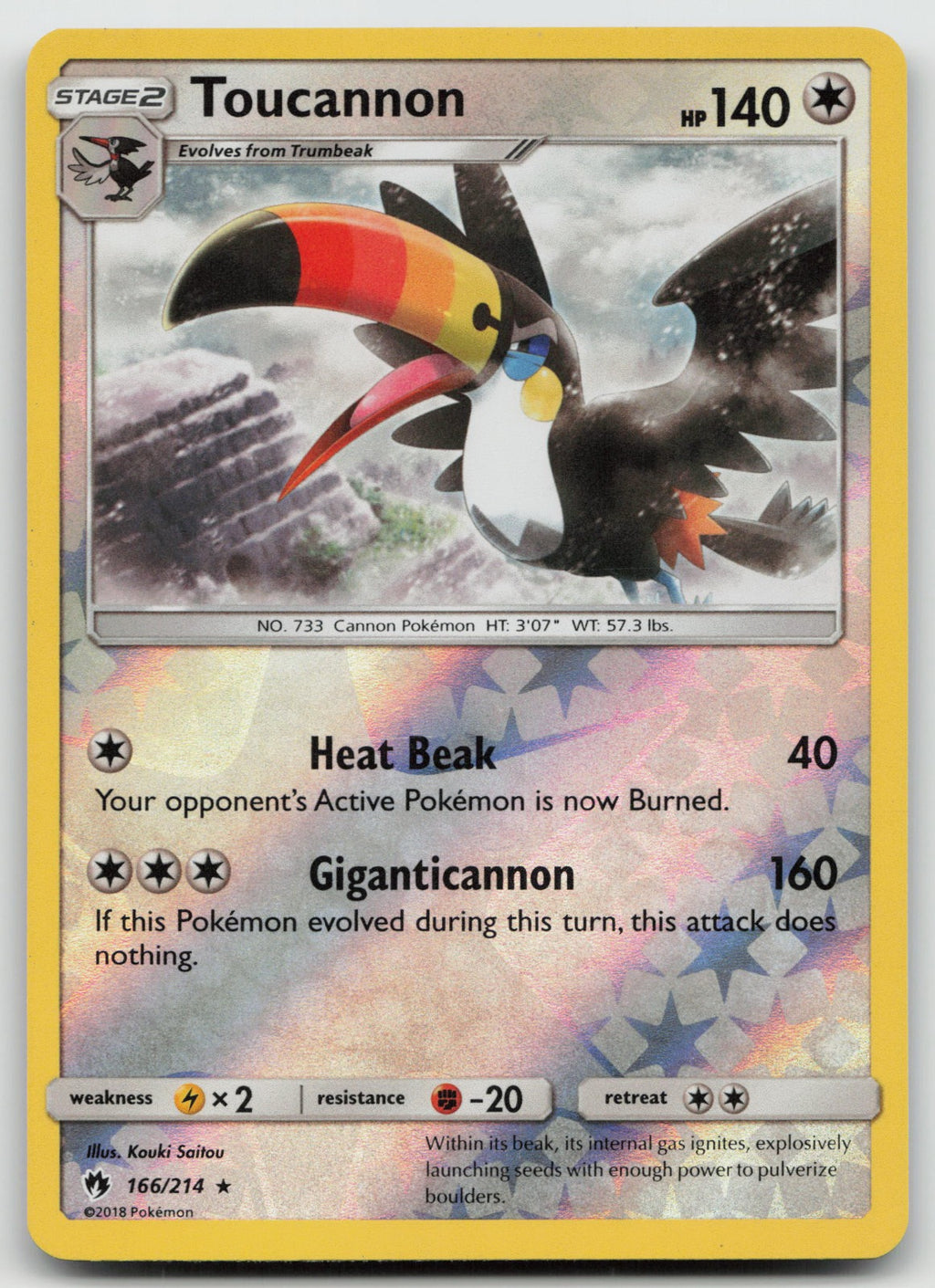 Toucannon Reverse Holo Rare SM - Lost Thunder 166/214 NM