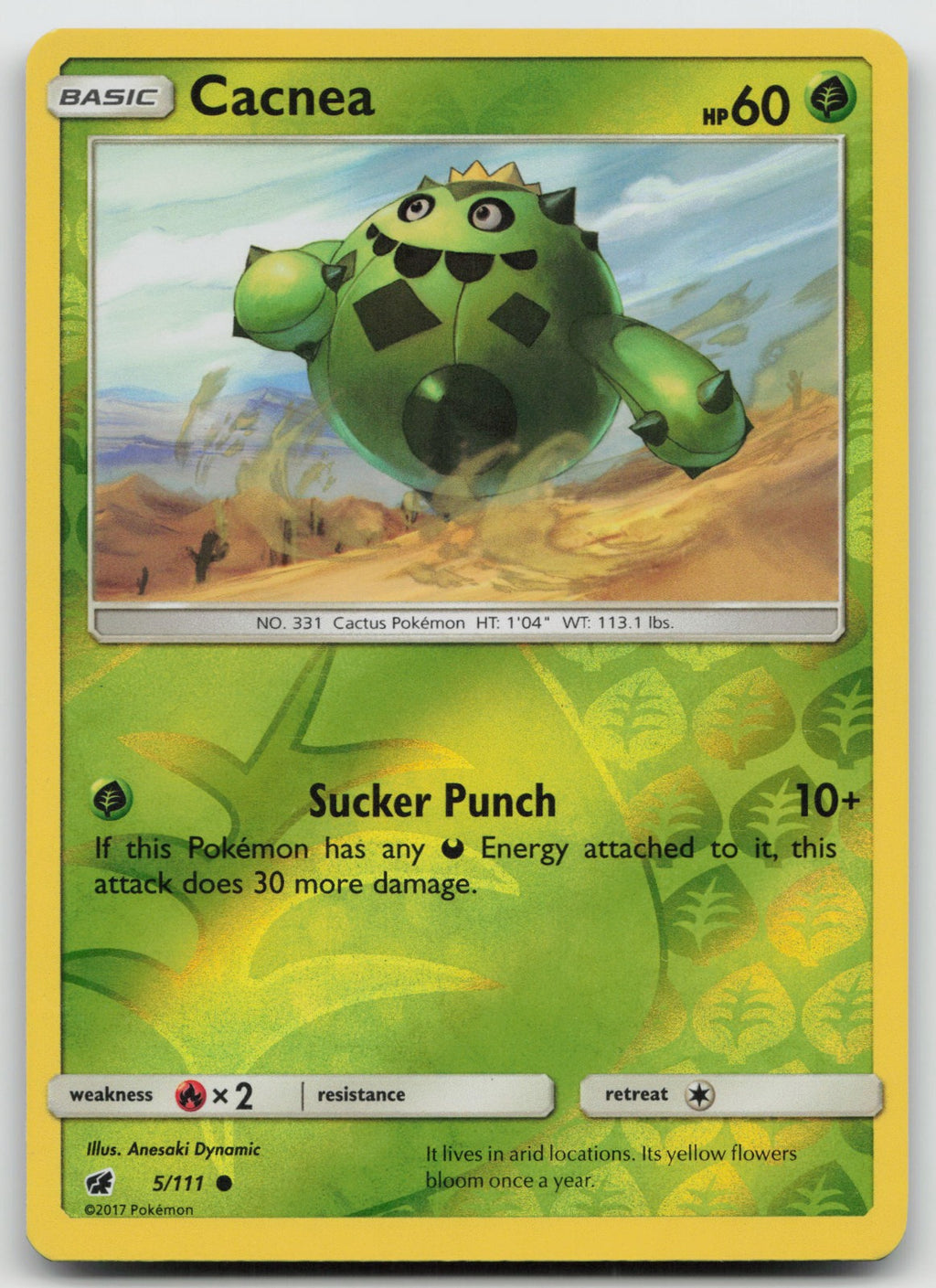 Cacnea Reverse Holo Common SM - Crimson Invasion 5/111 NM