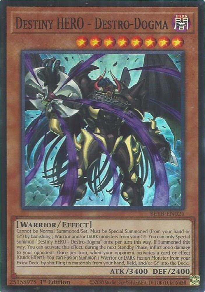 Destiny HERO Destro-Dogma 1st Edition Super Rare Beyond the Brave BETB-EN021 NM