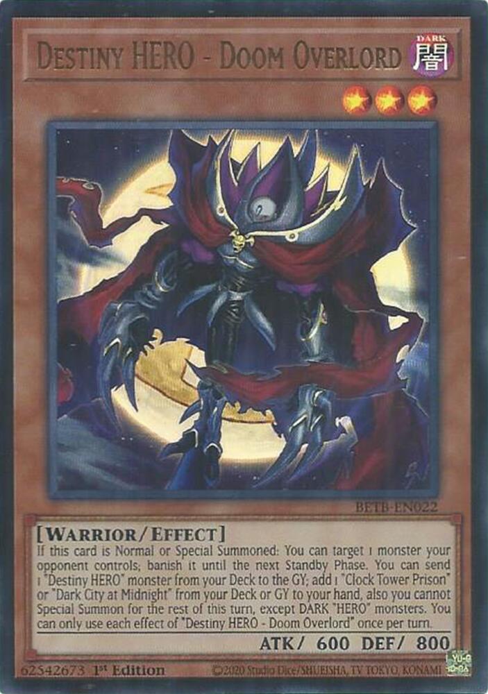 Destiny HERO Doom Overlord 1st Edition Ultra Rare Beyond the Brave BETB-EN022 NM