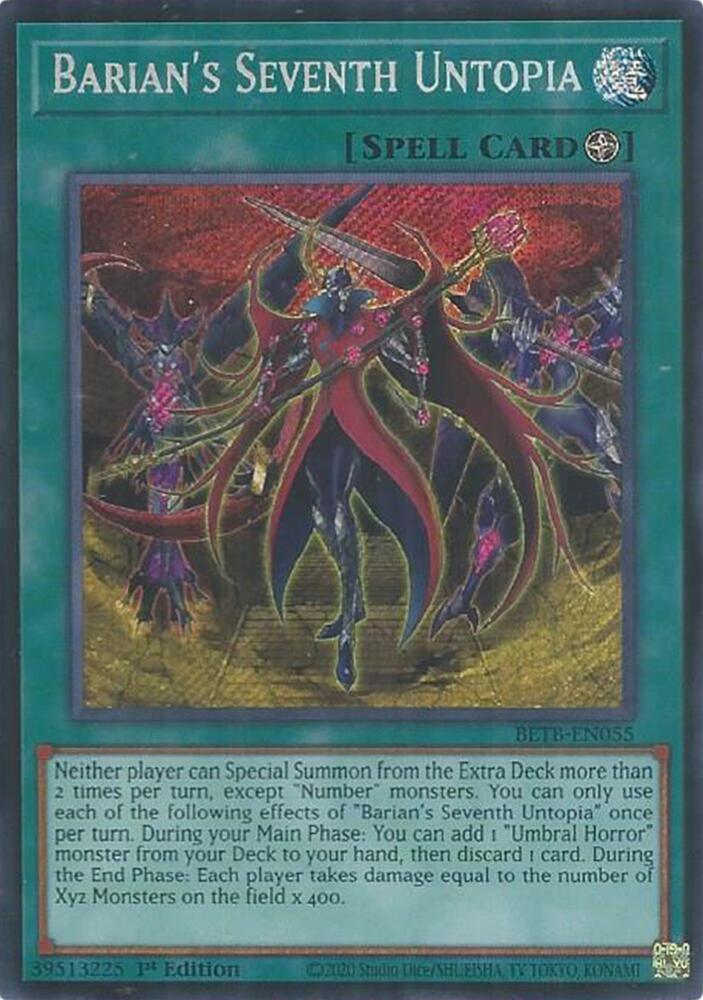 Barian's Seventh Untopia 1st Edition Secret Rare Beyond the Brave BETB-EN055 NM