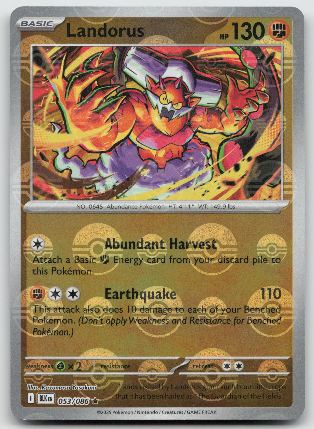 Landorus (Poke Ball Pattern) Rare Holo SV: Black Bolt 053/086 NM