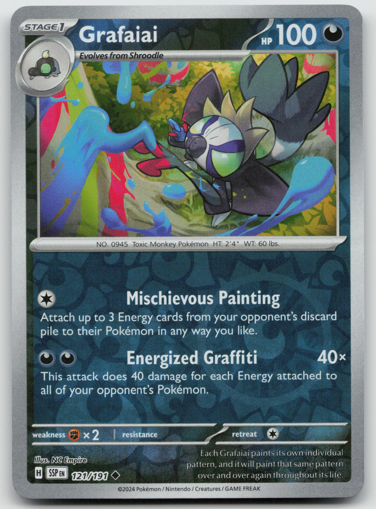 Grafaiai Uncommon Reverse Holo SV08: Surging Sparks 121/191 NM
