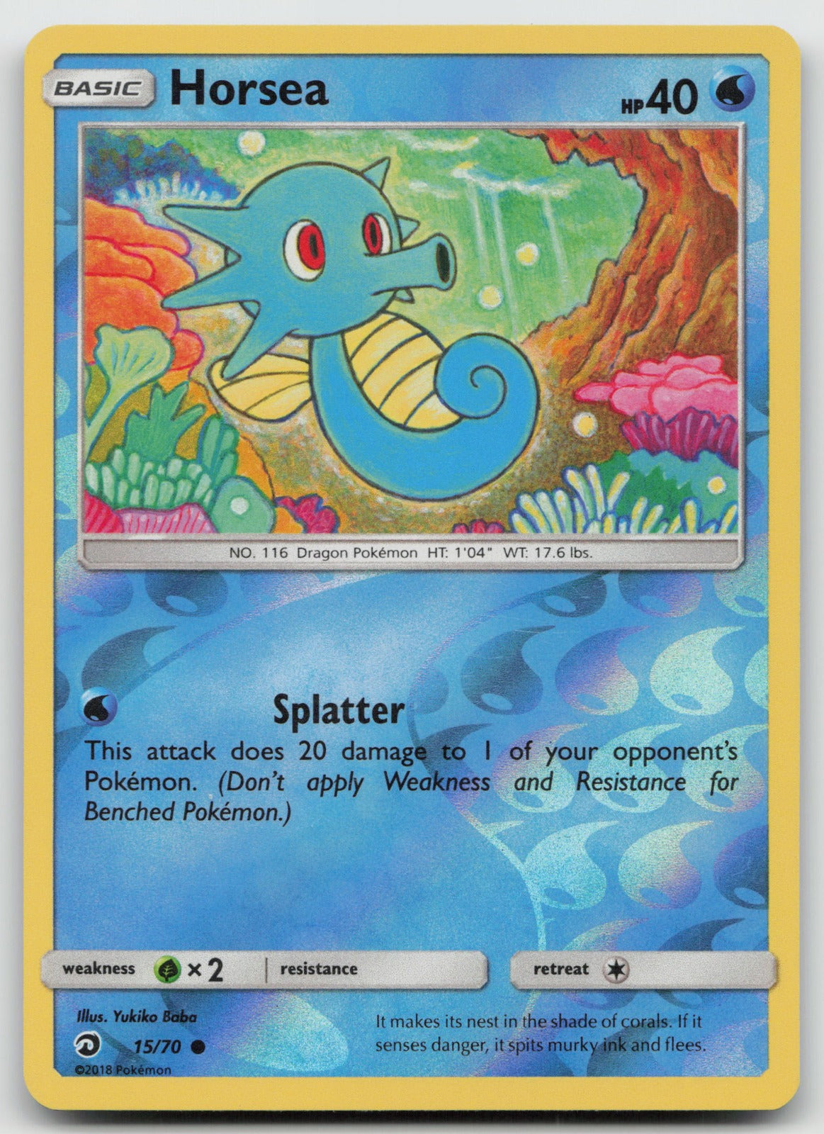 Horsea Reverse Holo Common Dragon Majesty 15/70 LP