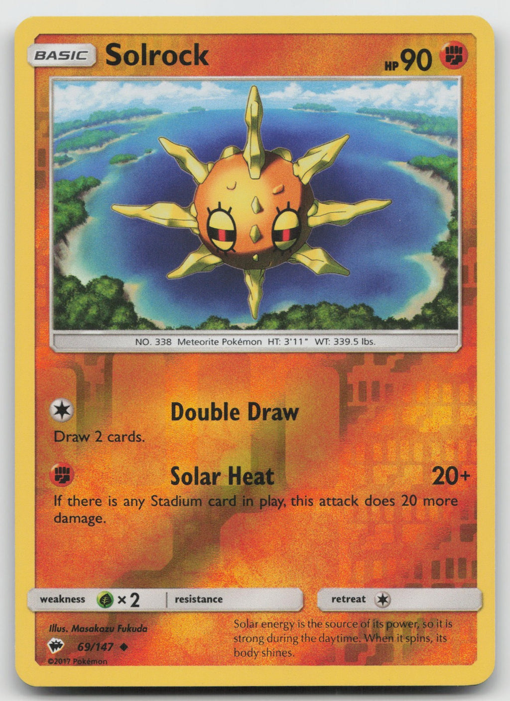 Solrock Reverse Holo Uncommon SM - Burning Shadows 69/147 NM