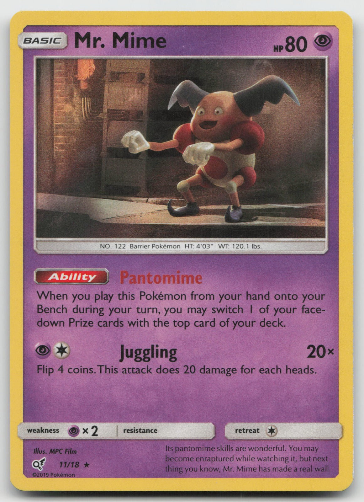Mr. Mime Holo Rare Detective Pikachu 11/18 LP/MP