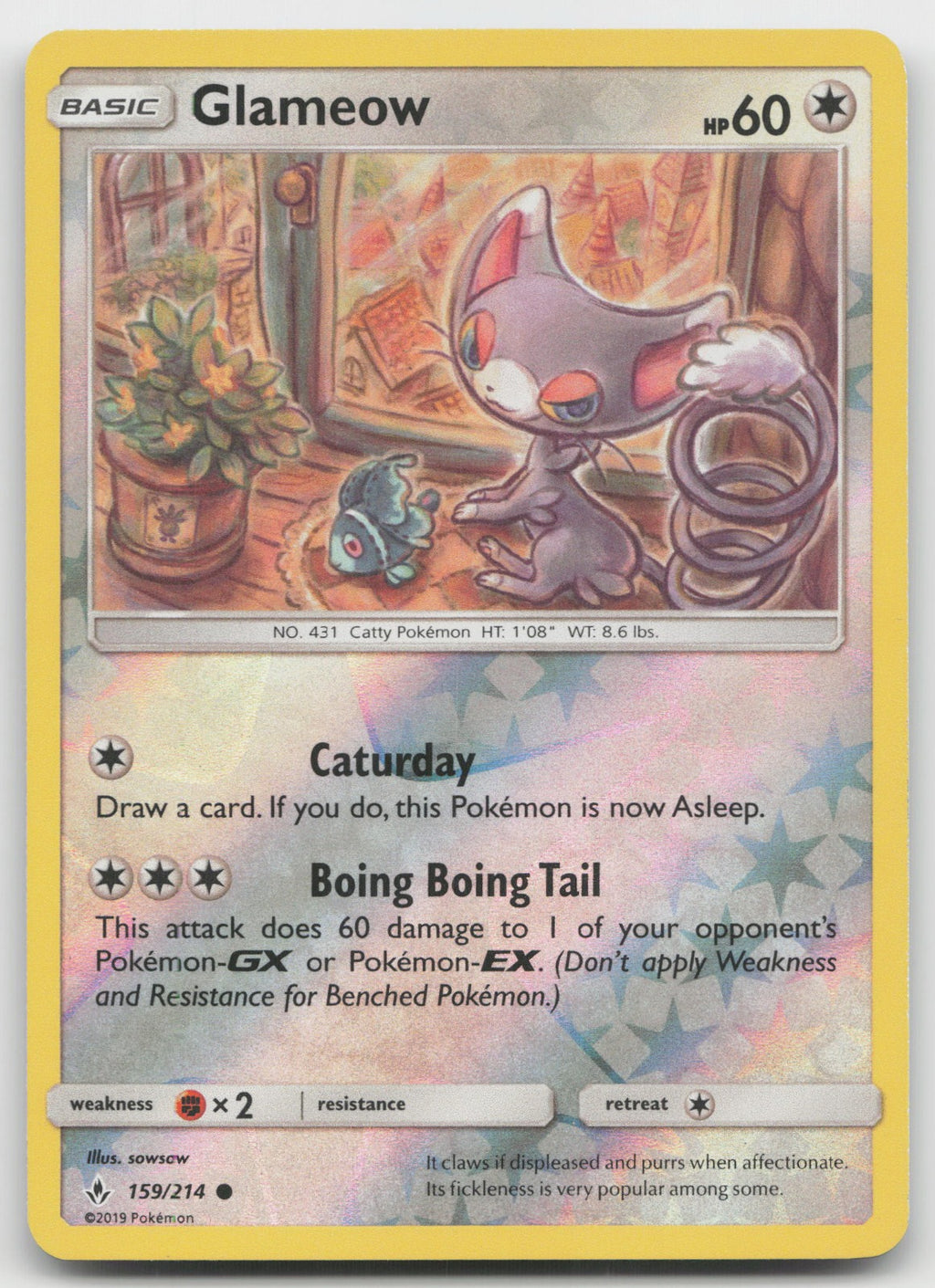 Glameow Reverse Holo Common SM - Unbroken Bonds 159/214 NM
