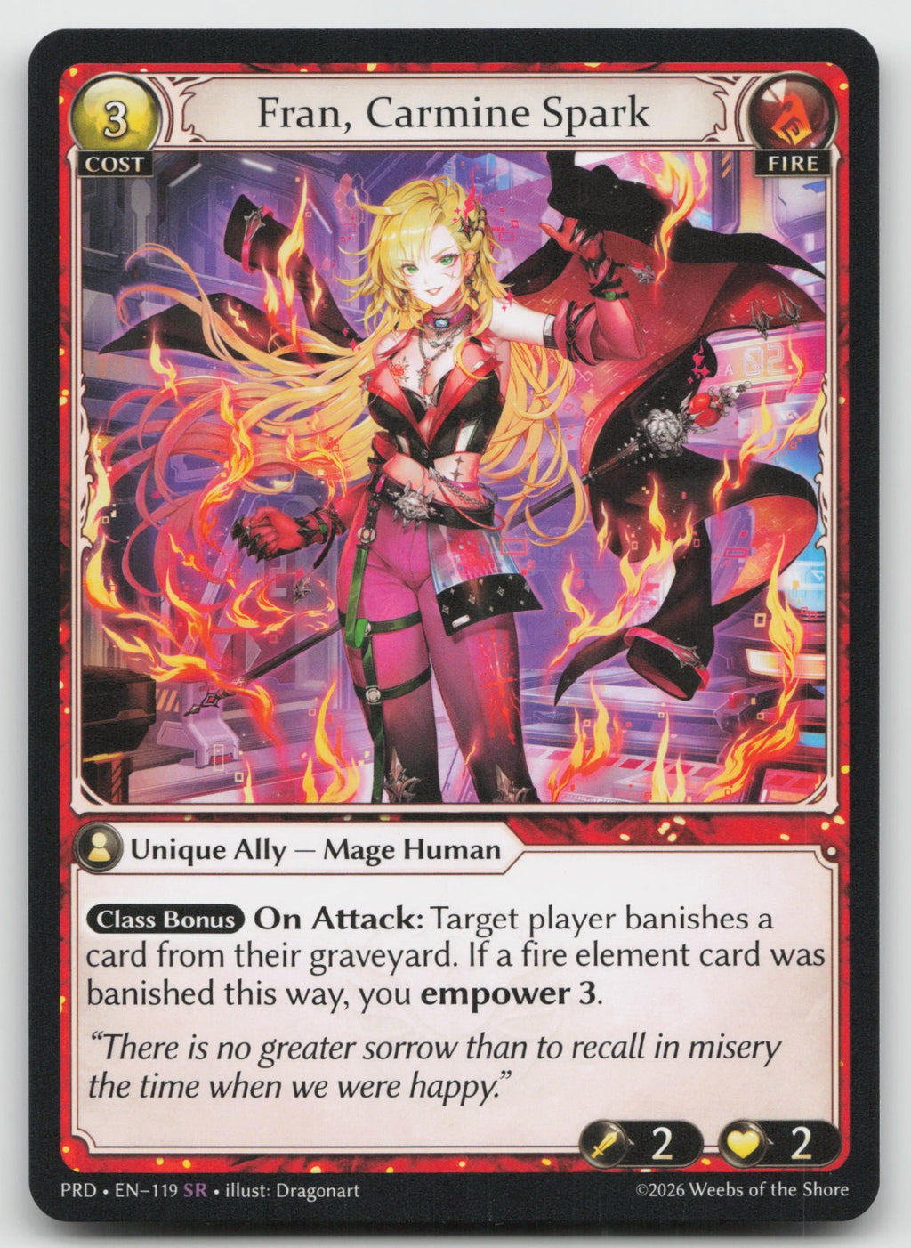 Fran, Carmine Spark Super Rare .asphodel/paradise 119 NM