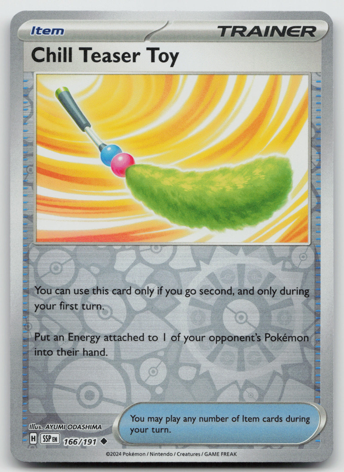 Chill Teaser Toy Uncommon Reverse Holo SV08: Surging Sparks 166/191 NM