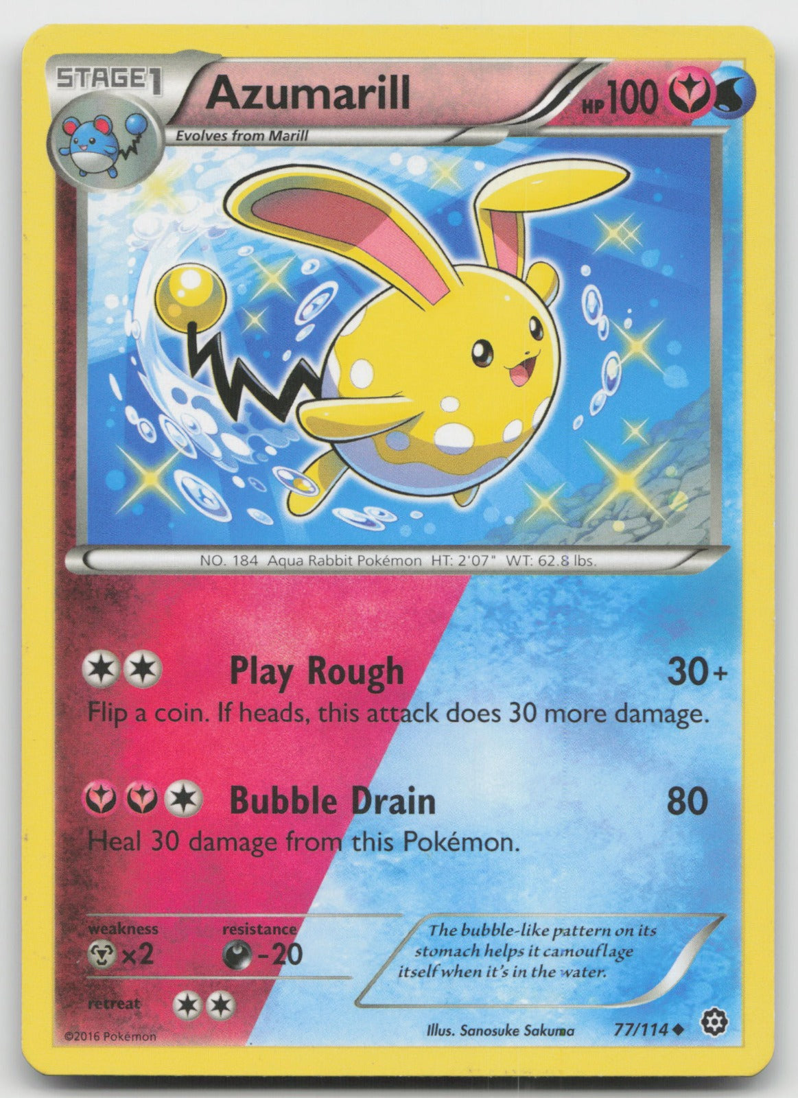 Azumarill Uncommon XY - Steam Siege 77/114 LP