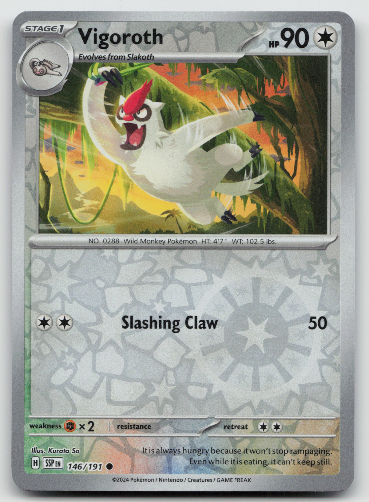 Vigoroth Common Reverse Holo SV08: Surging Sparks 146/191 NM